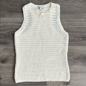 MADEWELL Crochet Knit Sweater Tank Top Small Ivory Cream Coastal Preppy Boho NWT
